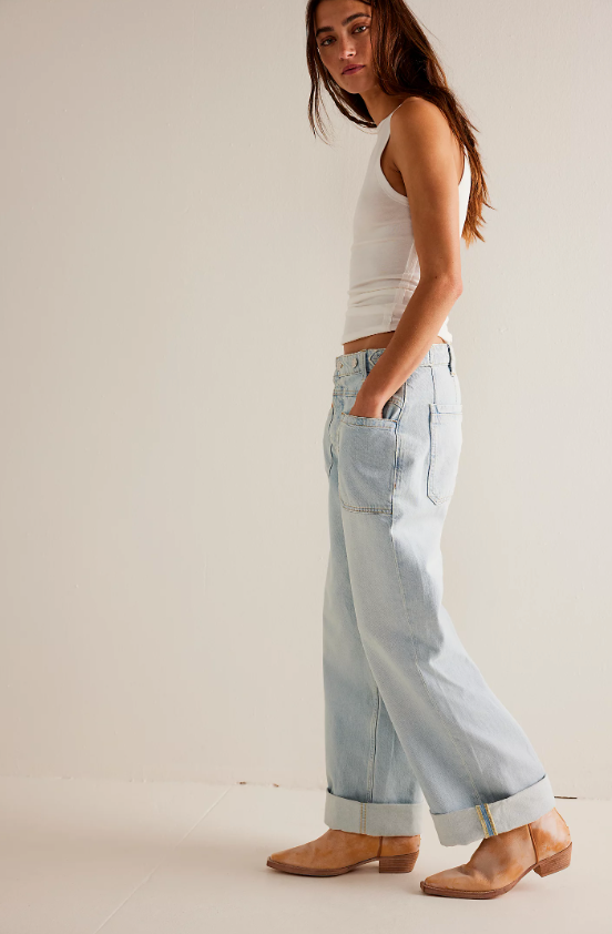 Free People Palmer Cuffed Jeans - Daydream Blue - Final Sale 20% off in cart