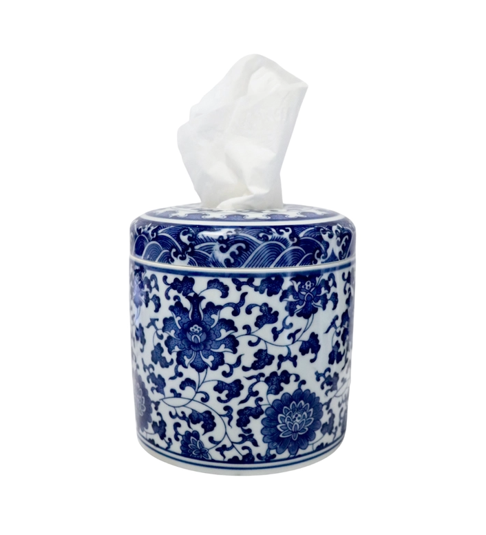 Blue Chinoiserie Ceramic Tissue Holder