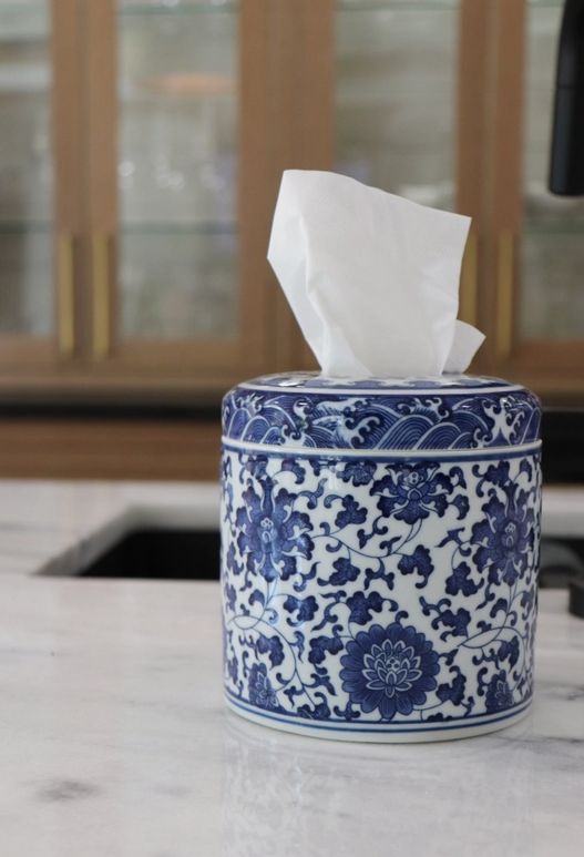 Blue Chinoiserie Ceramic Tissue Holder