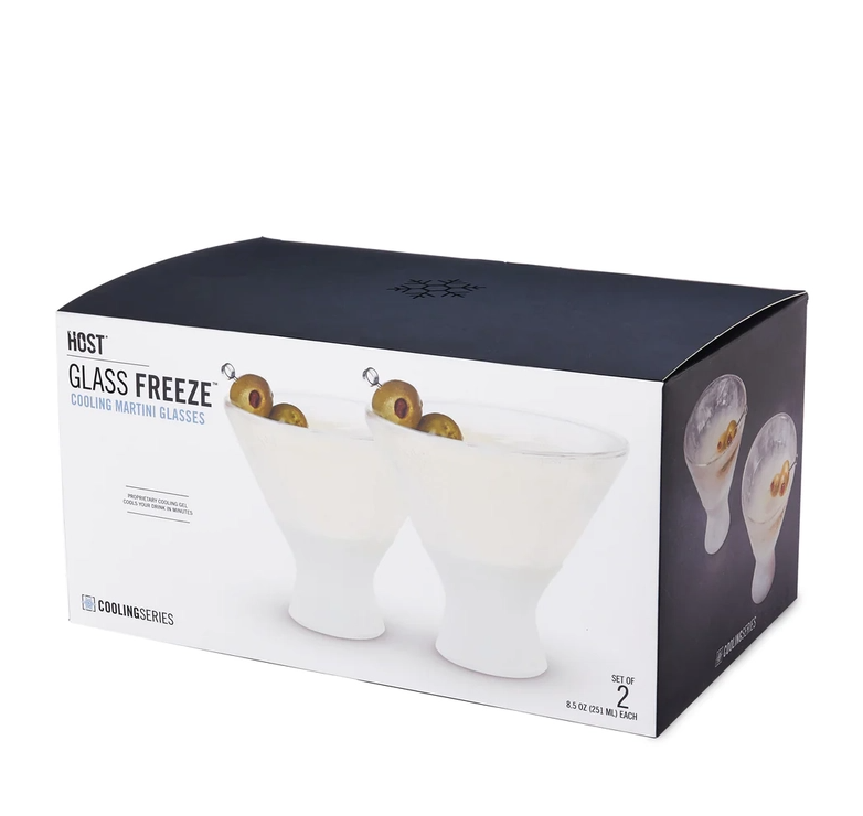 Glass Freeze Cooling Martini Glasses - Set of 2