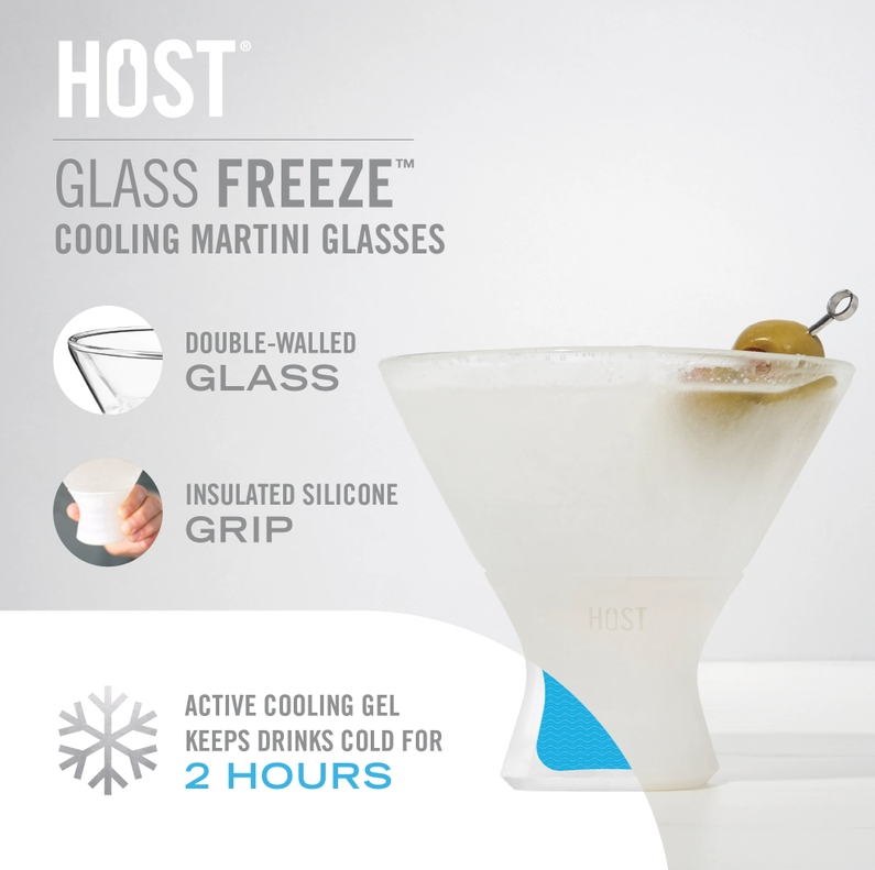 Glass Freeze Cooling Martini Glasses - Set of 2
