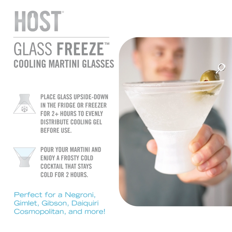 Glass Freeze Cooling Martini Glasses - Set of 2
