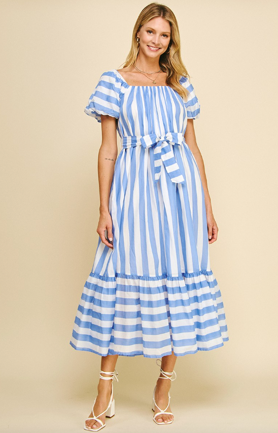 Lara Stripe Square Neck Maxi Dress - Final Sale 40% off in cart