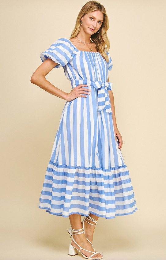 Lara Stripe Square Neck Maxi Dress - Final Sale 40% off in cart