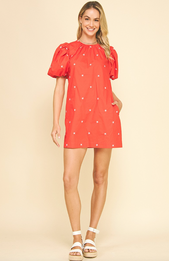 Payton Star Embroidered Mini Dress
