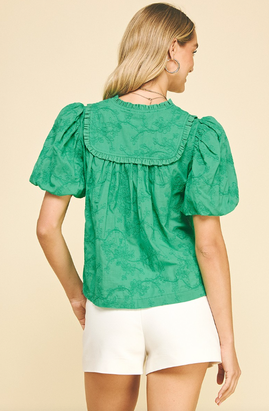 Thea Eyelet Balloon Sleeve Top
