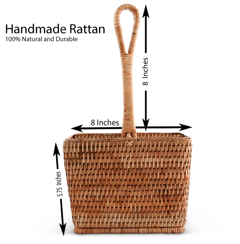 Hand Woven Rattan Wicker Flatware Caddy