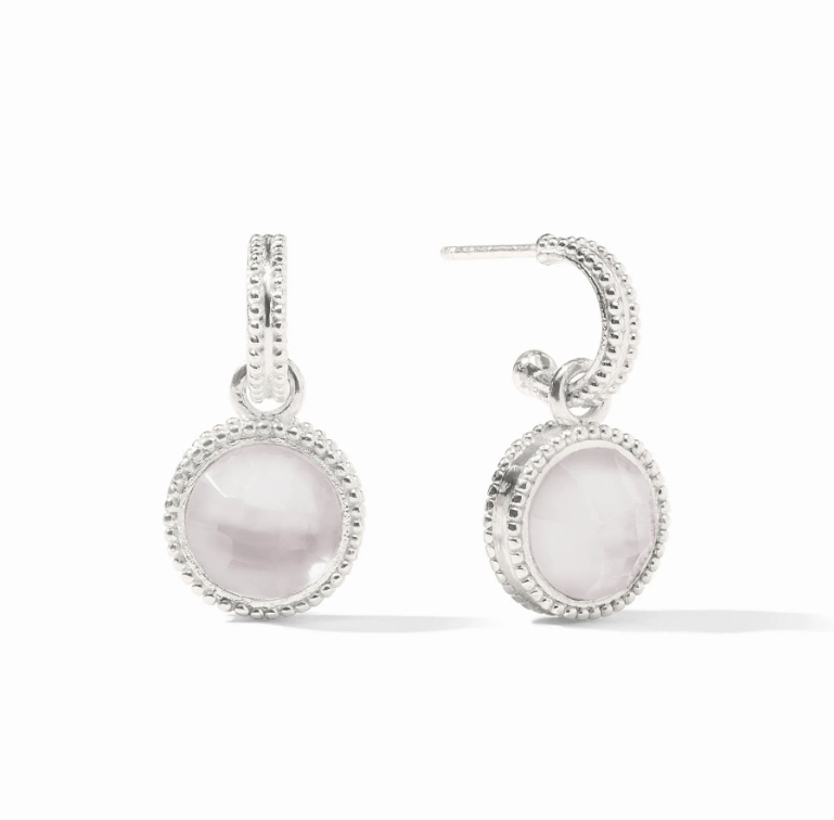 Julie Vos Fleur-de-Lis Hoop & Charm Earring - Silver