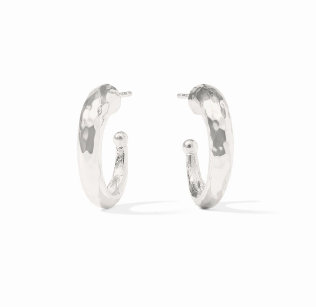 Julie Vos Hammered Hoop - Silver