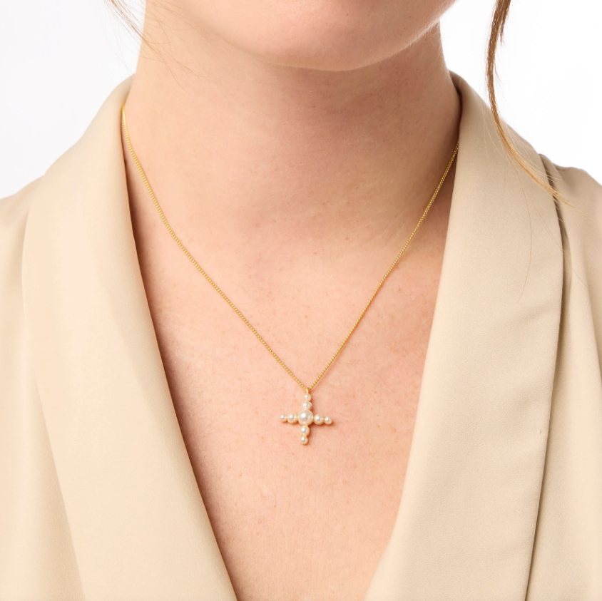 Julie Vos Gumdrop Cross Delicate Necklace