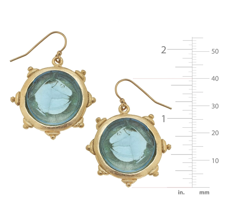 Susan Shaw Aqua Venetian Glass Horse Head Intaglio Earrings