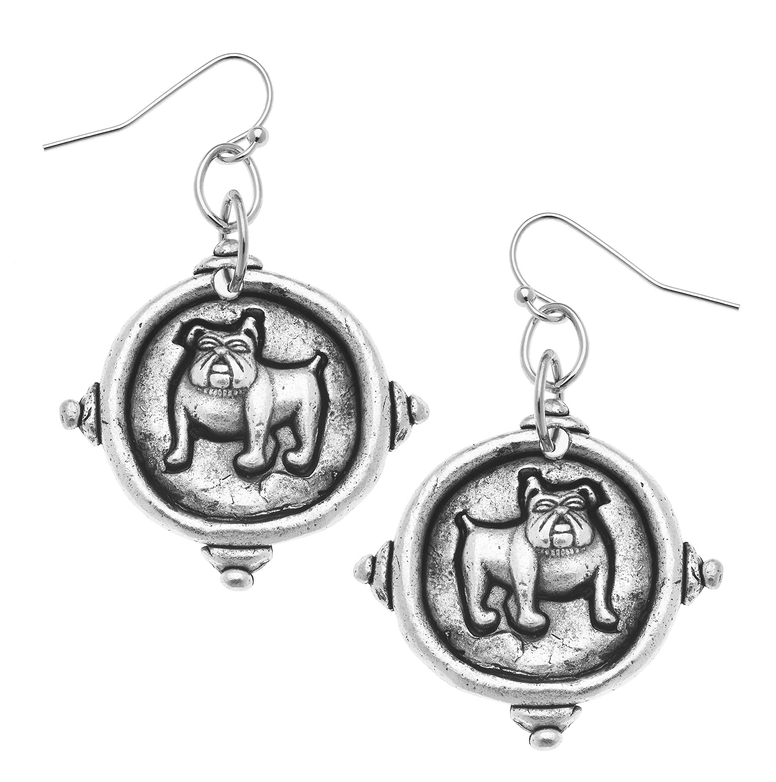 Susan Shaw Silver Bulldog Earrings