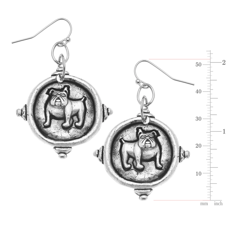 Susan Shaw Silver Bulldog Earrings
