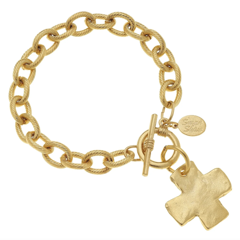Susan Shaw Gold Cross Toggle Bracelet