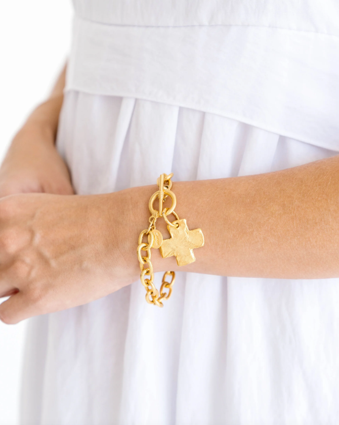 Susan Shaw Gold Cross Toggle Bracelet
