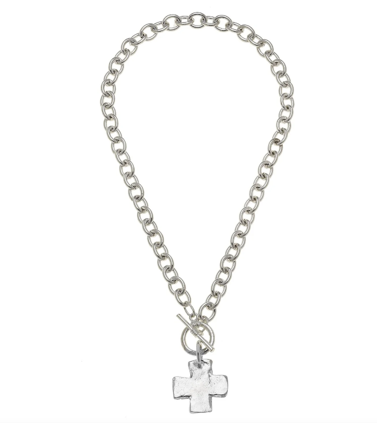 Susan Shaw Silver Front Toggle Cross Necklace