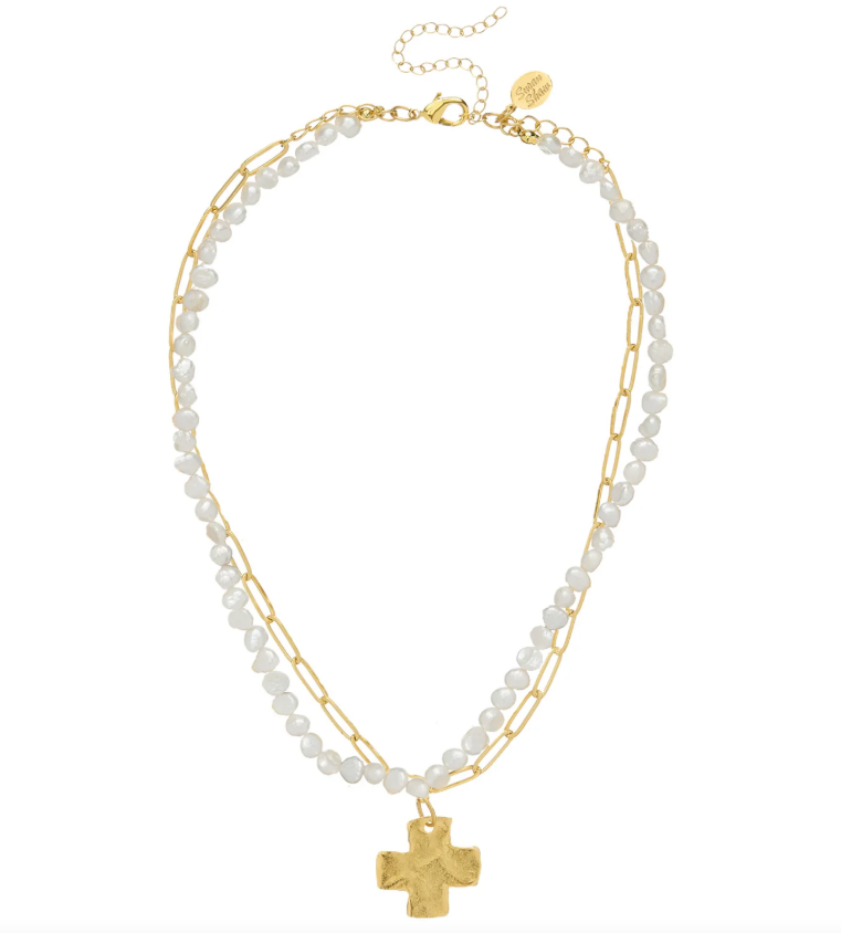 Susan Shaw Piper Paperclip Cross Necklace
