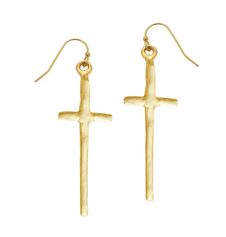Susan Shaw Tall Cross Earrings