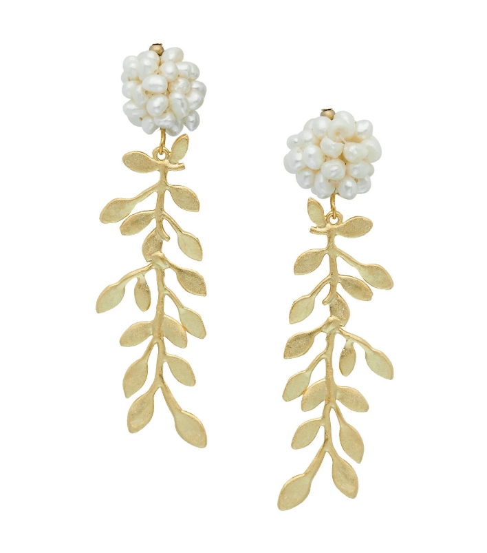 Susan Shaw Pearl Cluster & Vine Earrings