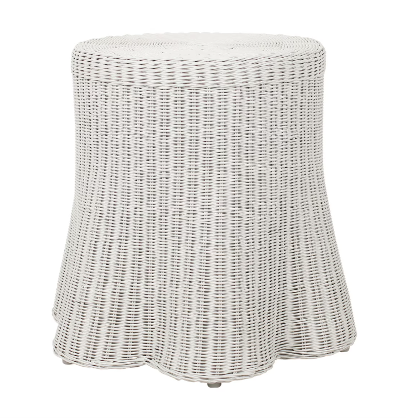Rattan Scalloped Side Table