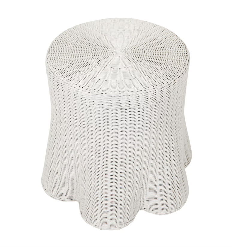 Rattan Scalloped Side Table