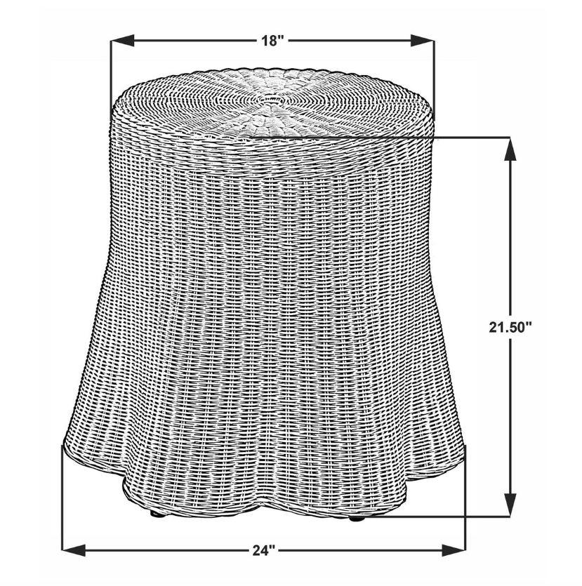Rattan Scalloped Side Table