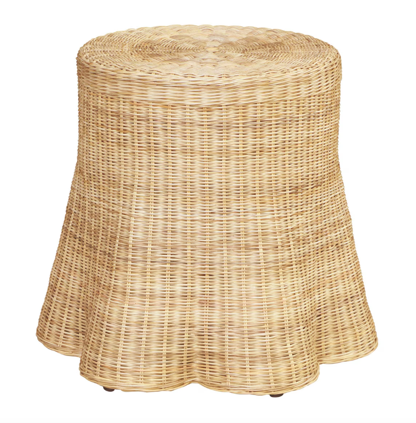 Rattan Scalloped Side Table