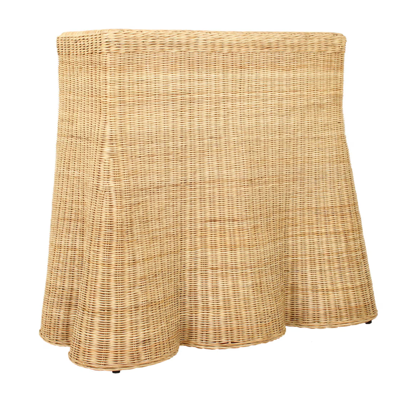 Rattan Scalloped Console Table