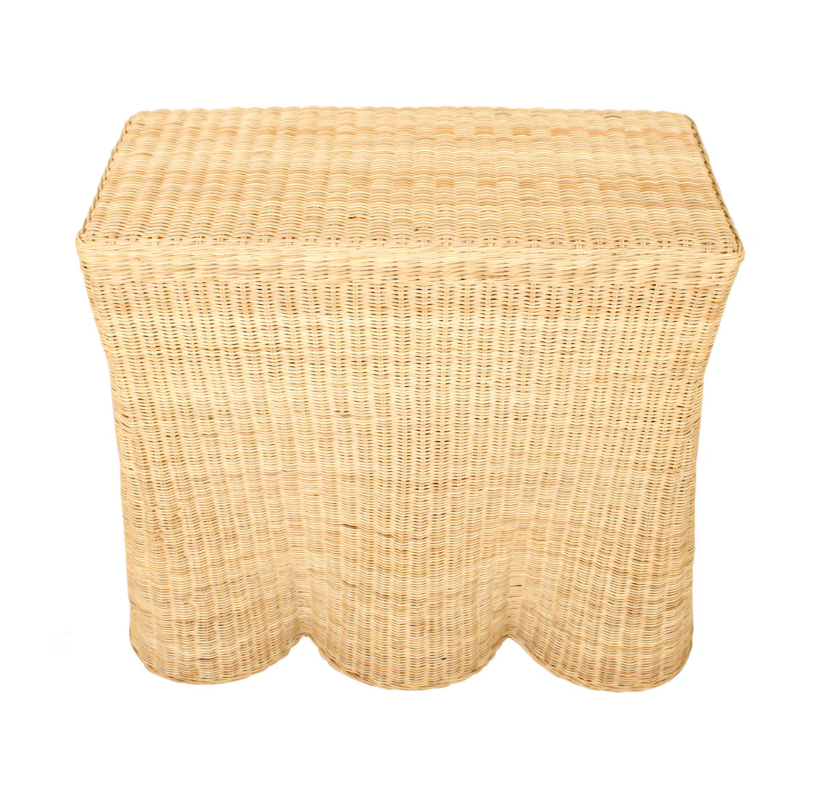 Rattan Scalloped Console Table
