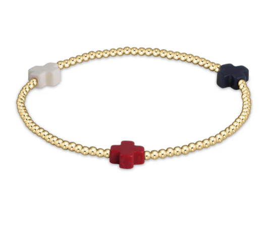 E Newton egirl Signature Cross 2mm Bead Bracelet