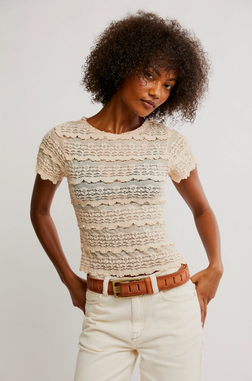 Free People Angelina Lace Tee