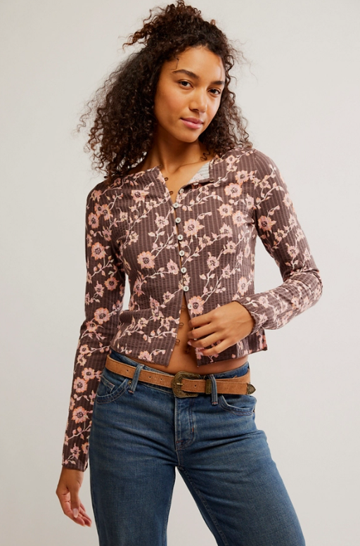 Free People Tilly Long-Sleeve Print Cardi