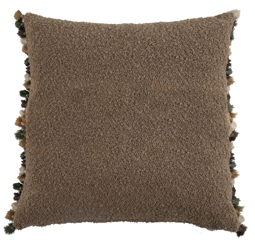 Revival Cocoa Fringe Throw Pillow