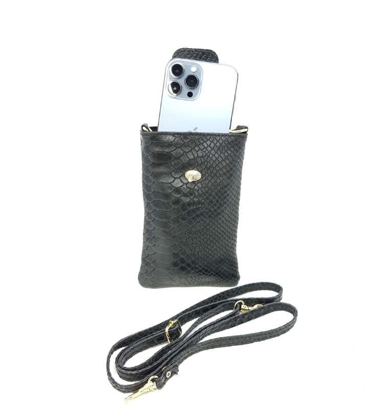Bee Genuine Leather Croc Cellphone Crossbody