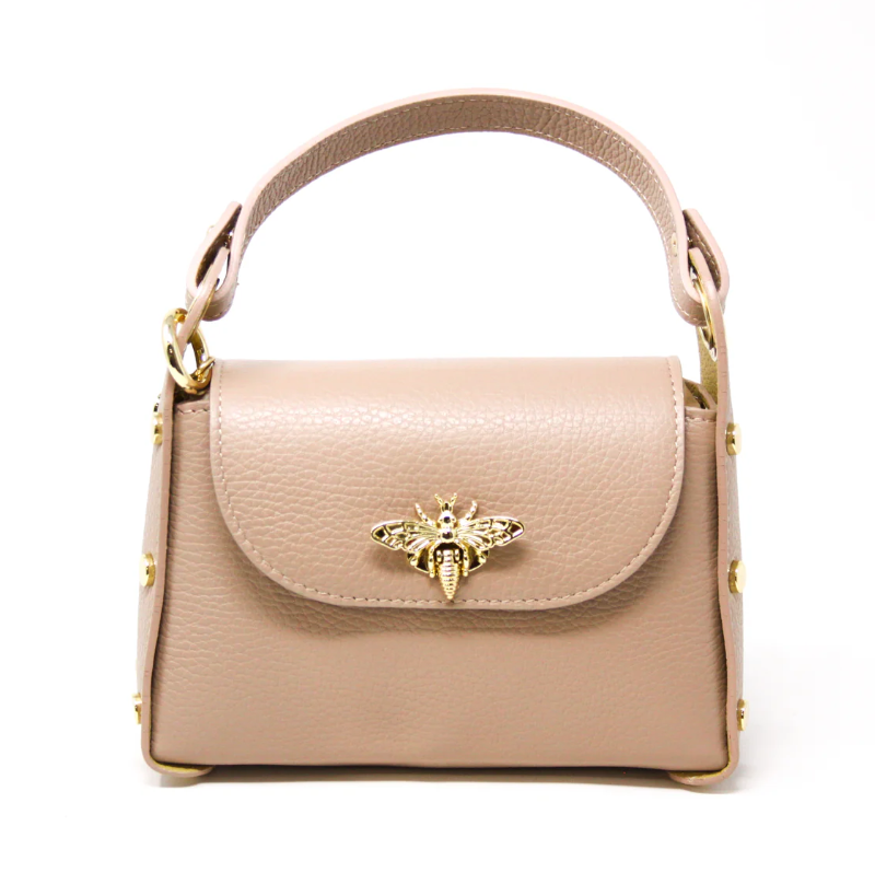 Bee Genuine Leather Handled Mini Purse