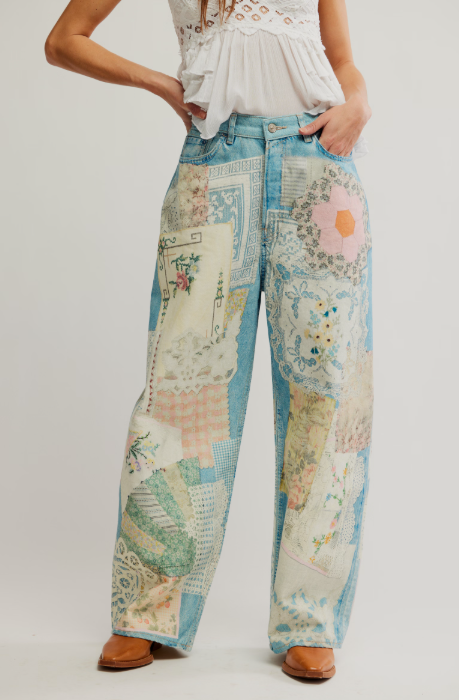 Free People Illusions Printed Relaxed Jeans