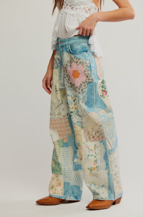 Free People Illusions Printed Relaxed Jeans