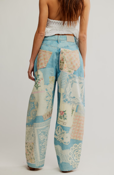 Free People Illusions Printed Relaxed Jeans