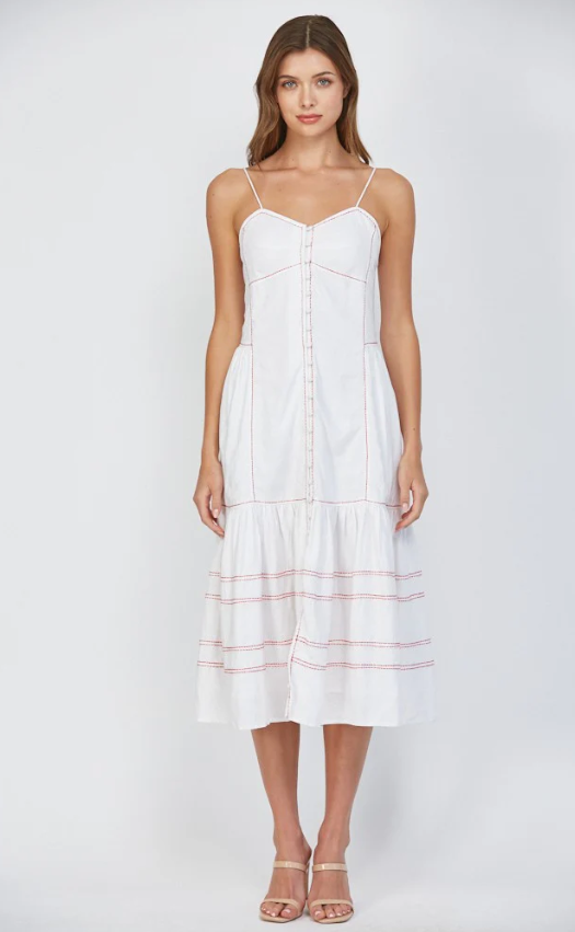 Jayda Contrast Stitch Detail Linen Dress - Final Sale 30% off in cart
