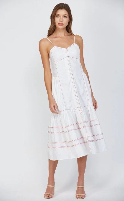 Jayda Contrast Stitch Detail Linen Dress - Final Sale 30% off in cart