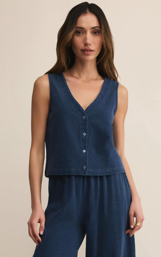 Z Supply Solace V-Neck Jersey Denim Tank