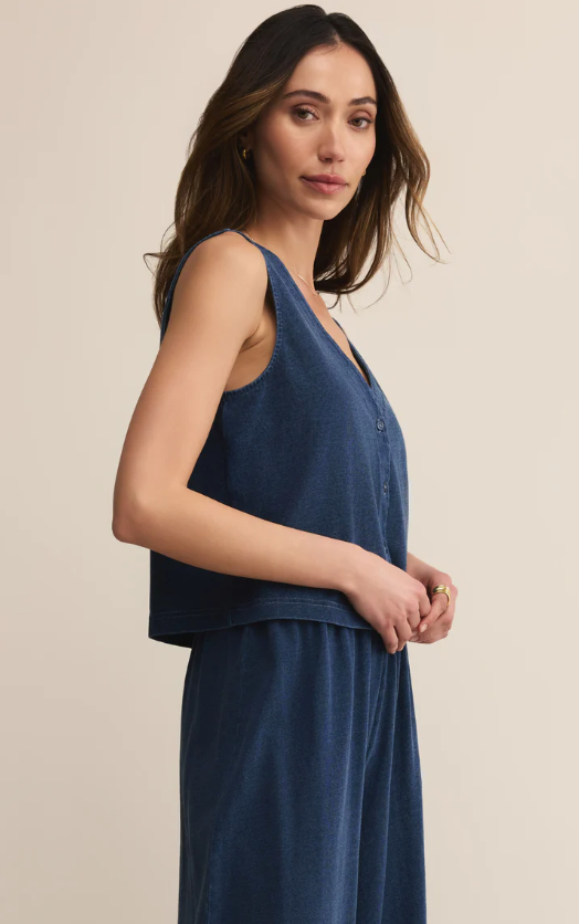 Z Supply Solace V-Neck Jersey Denim Tank