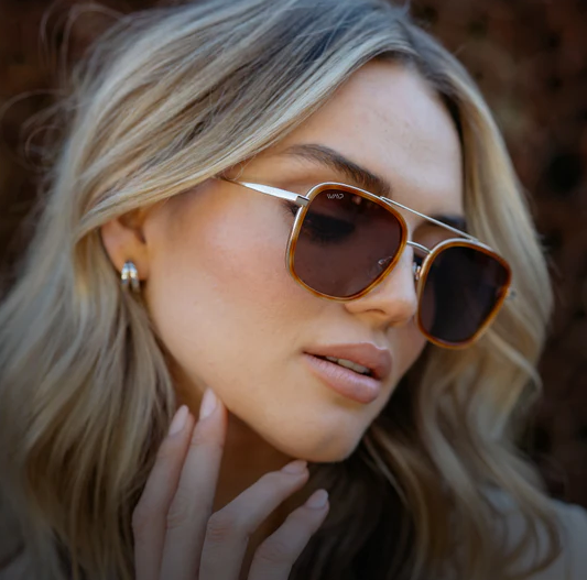 WMP Eyewear Gia Polarized Square Aviator Sunglasses