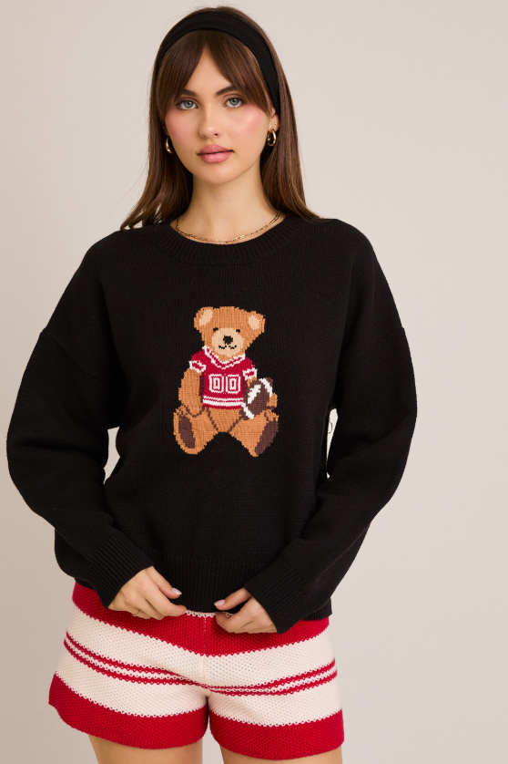 Football Teddy Bear Knit Sweater