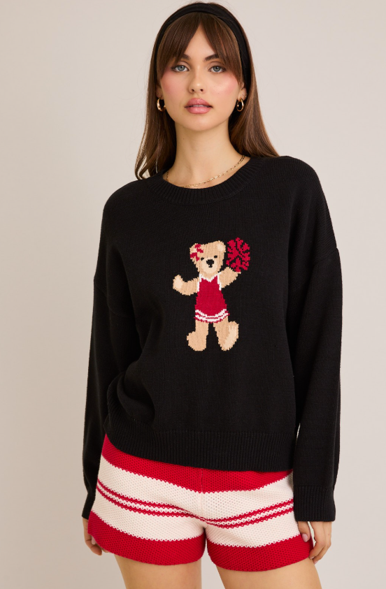 Cheer Teddy Bear Knit Sweater