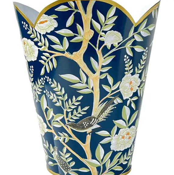 Handpainted Chinoiserie Wastepaper Basket