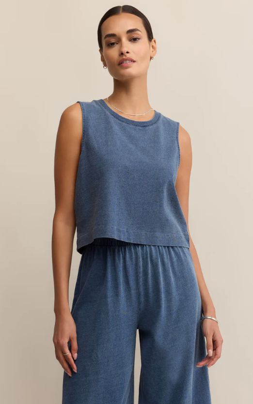 Z Supply Sloane Jersey Denim Muscle Tank