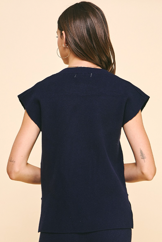 Elaina V Neck Sweater Vest Top
