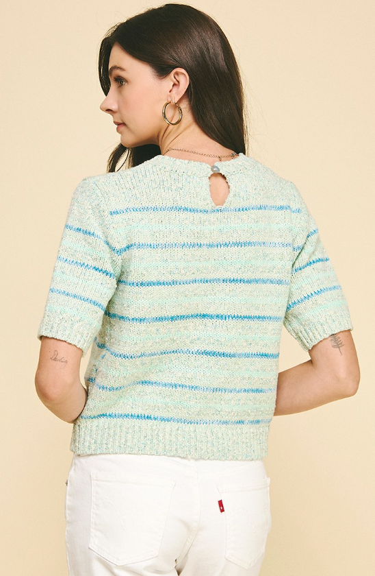 Alivia Striped Short Sleeve Sweater