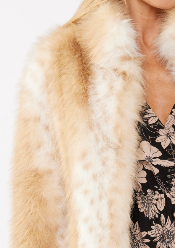 Lovestitch Dotted Stripe Faux Fur Jacket